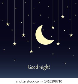 Night Moon Stars Bear Vector Illustration Stock Vector (Royalty Free ...