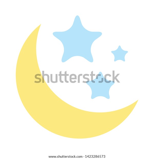 night moon with stars icon. flat\
illustration of night moon with stars vector icon for\
web