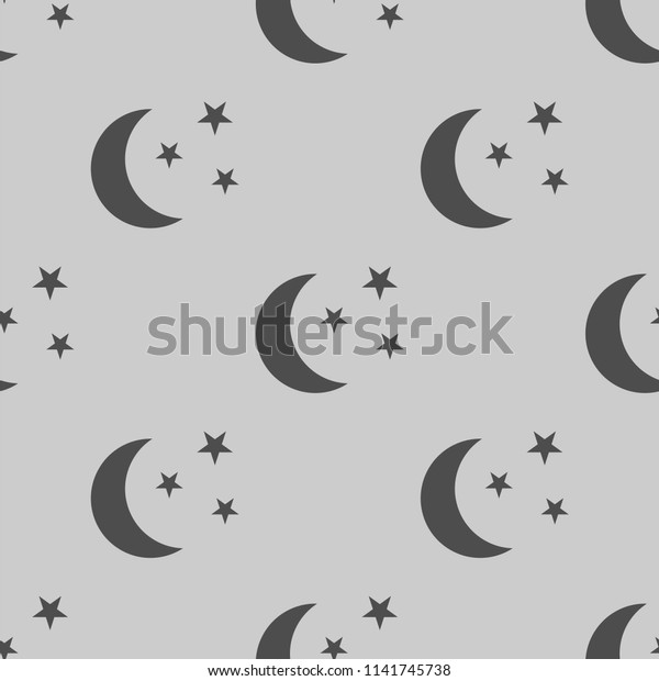 night, moon and stars icon vector\
illustration, can be used for web and design seamless\
pattern