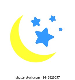 Night moon with stars vector icon. night moon with stars illustration symbol.