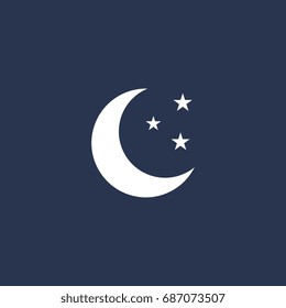 Night moon vector icon isolated on dark background