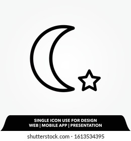 Night, Moon, vector icon on white background