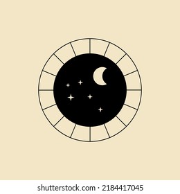 night moon vector line art badge logo symbol illustration design