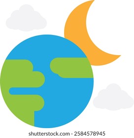 Night Moon Weather Icon Vector Flat Illustration
