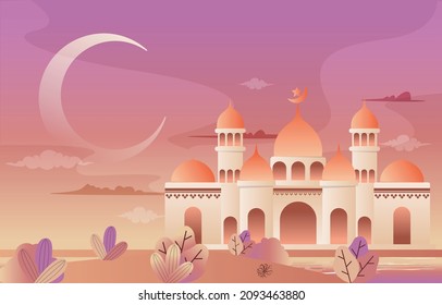 Night Moschee Ramadan Kareem Eid Mubarak Islamic Celebration Card