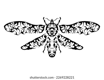 night moth dead head butterfly black   white ethnic tattoo symbol sticker