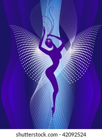 Night moth on blue background. Vector illustration