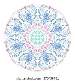 Night moths ornate mandala. Hand drawn round zen art with butterflies. Vintage ornament for tattoo and t-shirt fashion design. Spirituality and magic concept. Vector is EPS8.