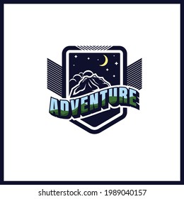 night mountain adventure badges vector logo