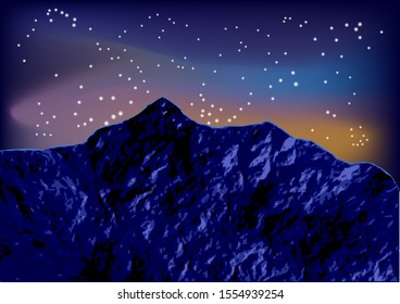 night mountain against a starry sky. 10 EPS