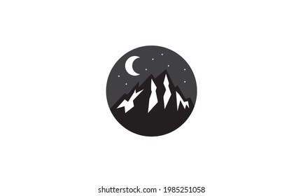 night mountain with crescent logo symbol vector icon design illustration graphic