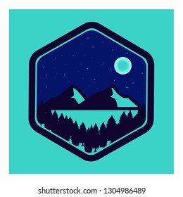 night mountain icon logo