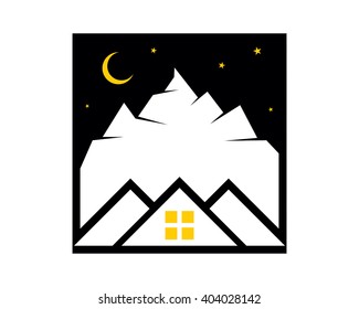 night mountain real estate residence residency residential home house housing property image icon