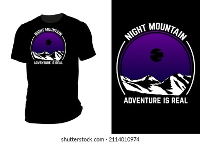 Night mountain silhouette t shirt mockup retro vintage