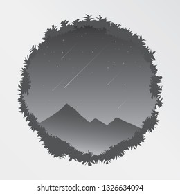 Night mountain and night sky view design landscape