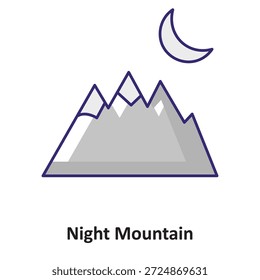 Icono del Vector de la montaña de la noche que puede modificar o editar fácilmente

