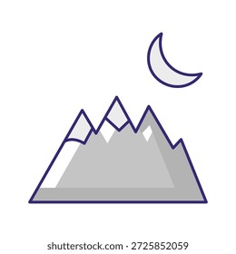 Icono del Vector de la montaña de la noche que puede modificar o editar fácilmente

