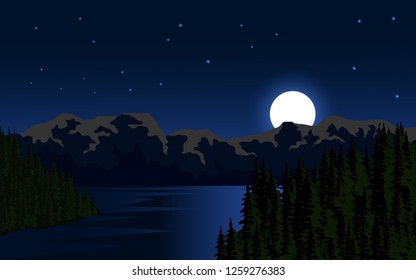 night in mountain vector nature landscape
