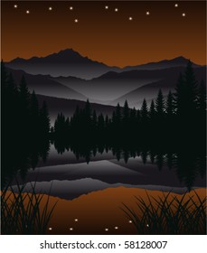 night in the mountains lake