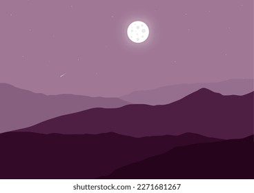 night mountains landscape vector design illustration