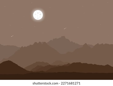 night mountains landscape vector design illustration
