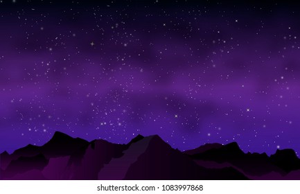 night mountains in purple tones