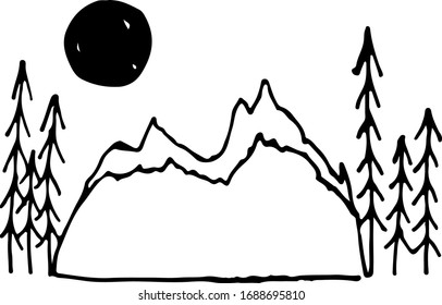 Night mountains under the moon