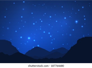 Night in the mountains vector background. Eps10