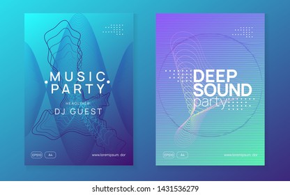 Night music. Digital concert banner set. Dynamic fluid shape and line. Night music flyer. Electro dance dj. Electronic sound fest. Techno trance party. Club event poster.