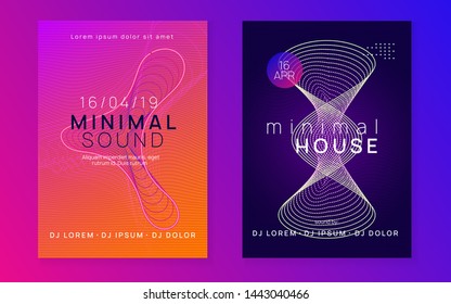 Night music. Dynamic fluid shape and line. Modern discotheque brochure set. Night music flyer. Electro dance dj. Electronic sound fest. Techno trance party. Club event poster.