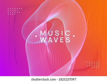 Night music. Dynamic fluid shape and line. Creative concert banner concept. Night music flyer. Electro dance dj. Electronic sound fest. Techno trance party. Club event poster.