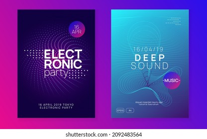 Night music. Dynamic fluid shape and line. Modern discotheque brochure set. Night music flyer. Electro dance dj. Electronic sound fest. Techno trance party. Club event poster. 