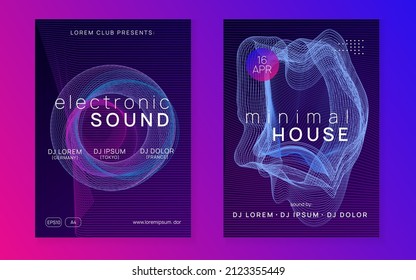 Night music. Dynamic fluid shape and line. Trendy concert brochure set. Night music flyer. Electro dance dj. Electronic sound fest. Techno trance party. Club event poster. 
