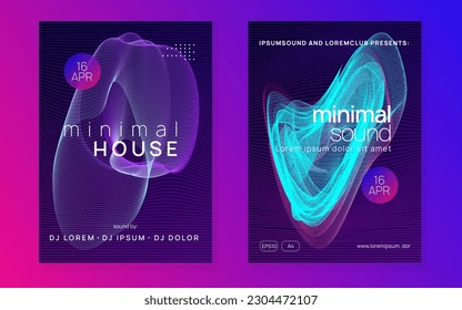 Night music. Dynamic fluid shape and line. Curvy discotheque banner set. Night music flyer. Electro dance dj. Electronic sound fest. Techno trance party. Club event poster. 