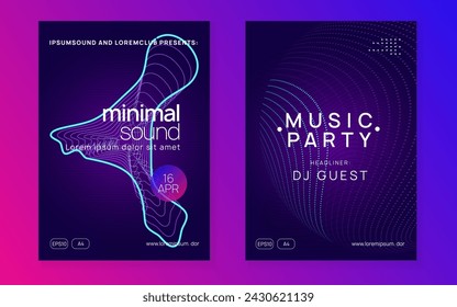 Night music. Dynamic fluid shape and line. Minimal show cover set. Night music flyer. Electro dance dj. Electronic sound fest. Techno trance party. Club event poster. 