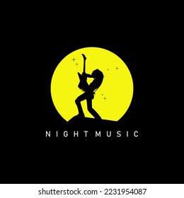 Night Music Logo Simple - Guitar Logo