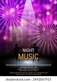 Night music party, dance club, music festival flyer, poster, booklet, invitation card vector design template