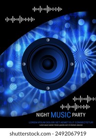 Night music party, dance club, music festival flyer, poster, booklet, invitation card vector design template