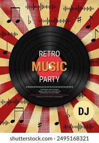 Night music party, dance club, music festival retro style flyer, poster, booklet, invitation card vector design template