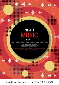 Night music party, dance club, music festival retro style flyer, poster, booklet, invitation card vector design template