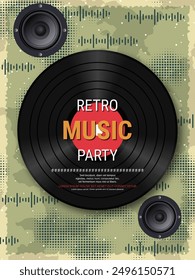 Night music party, dance club, music festival retro style flyer, poster, booklet, invitation card vector design template