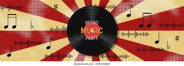 Night music party, dance club, music festival retro style banner vector design template