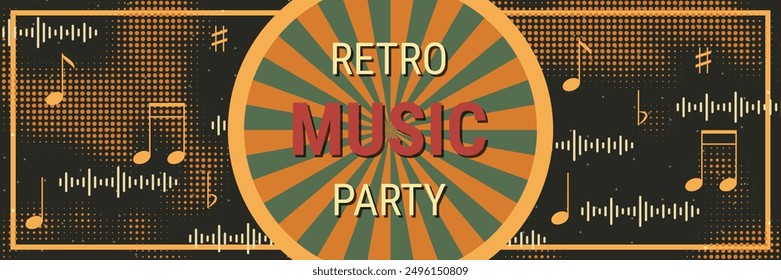 Night music party, dance club, music festival retro style banner vector design template