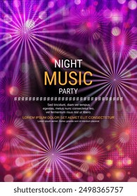 Night music party, dance club, music festival flyer, poster, booklet, invitation card vector design template