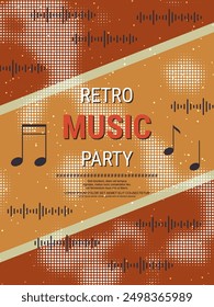 Night music party, dance club, music festival retro style flyer, poster, booklet, invitation card vector design template