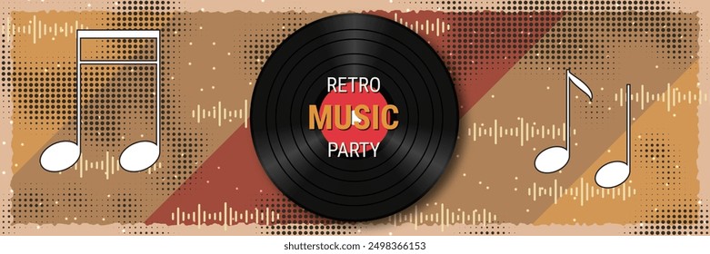 Night music party, dance club, music festival retro style banner vector design template