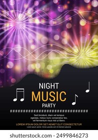 Night music party, dance club, music festival flyer, poster, booklet, invitation card vector design template