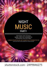 Night music party, dance club, music festival flyer, poster, booklet, invitation card vector design template