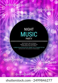 Night music party, dance club, music festival flyer, poster, booklet, invitation card vector design template