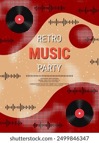 Night music party, dance club, music festival retro style flyer, poster, booklet, invitation card vector design template